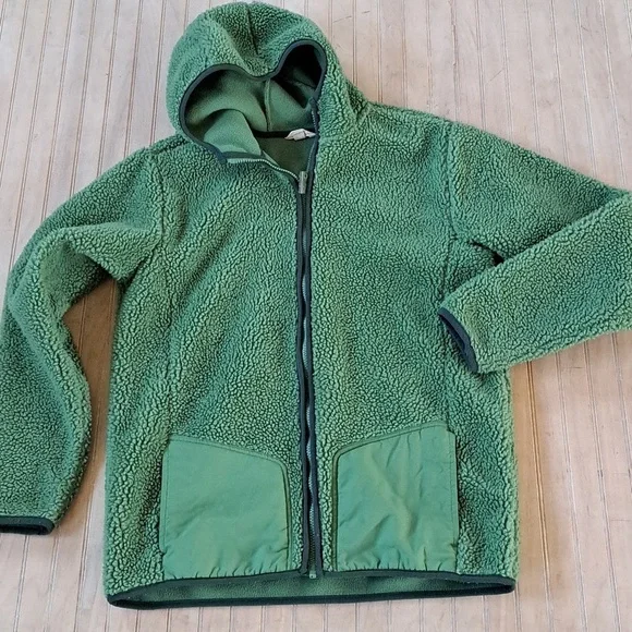 Land's End Fleece Sherpa Oversized Unisex Zipped Chunky Hooded Sweater Jacket - Picture 1 of 9